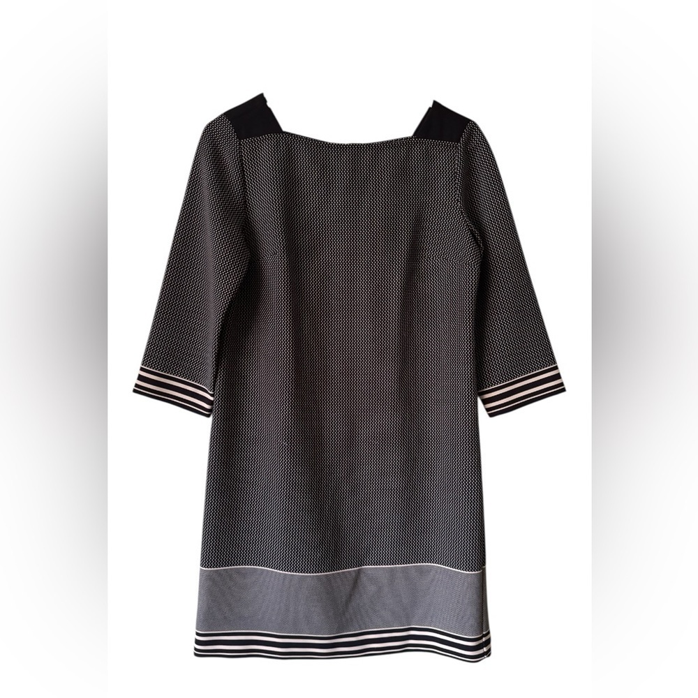 Ann Taylor Black Sheath Dress with Cuffed 3/4 Sleeves